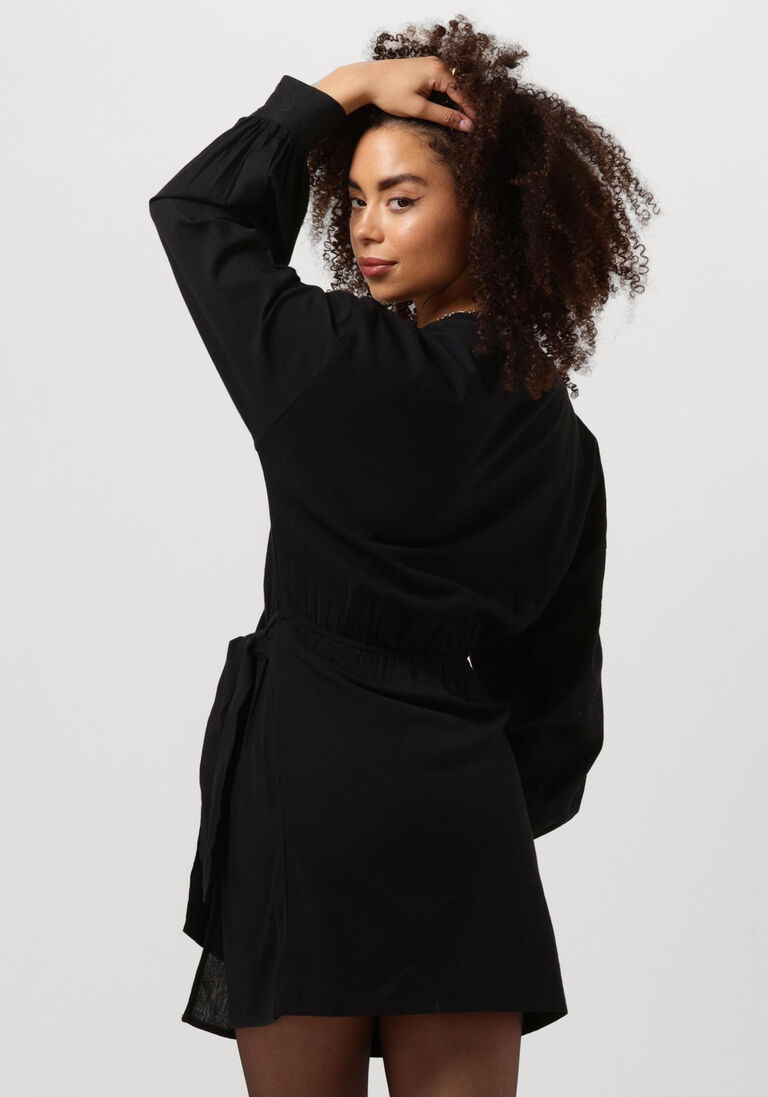ALIX THE LABEL zwarte alix the label mini jurk ladies woven linen look wrap dress