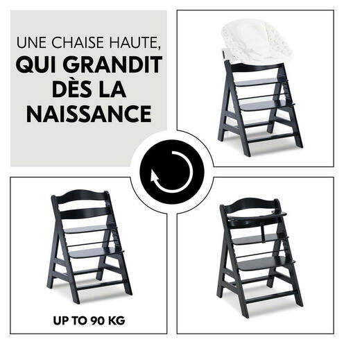 Chaise haute Alpha+ - Noir - HAUCK