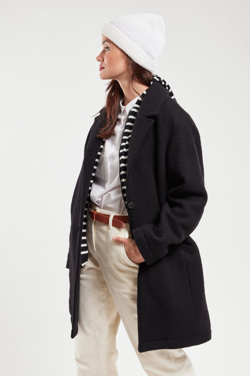 Manteau boutonné - laine bouillie