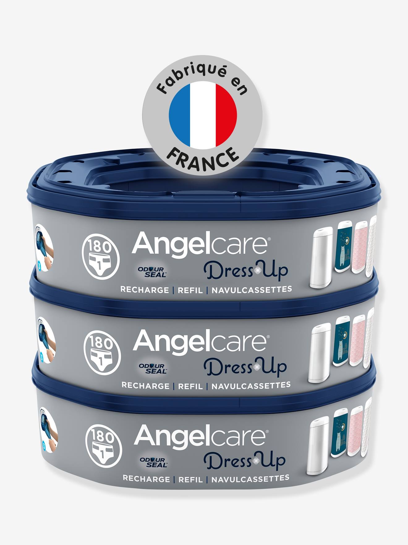 Kit inicial com lixeira para fraldas + 3 refis Dress Up ANGELCARE branco