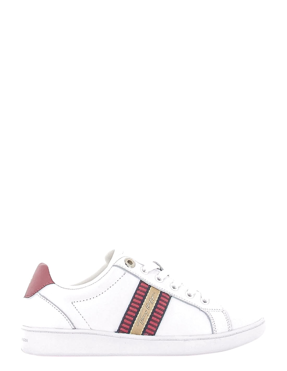 tommy hilfiger baskets de ville femme signature webbing co cuir blanc