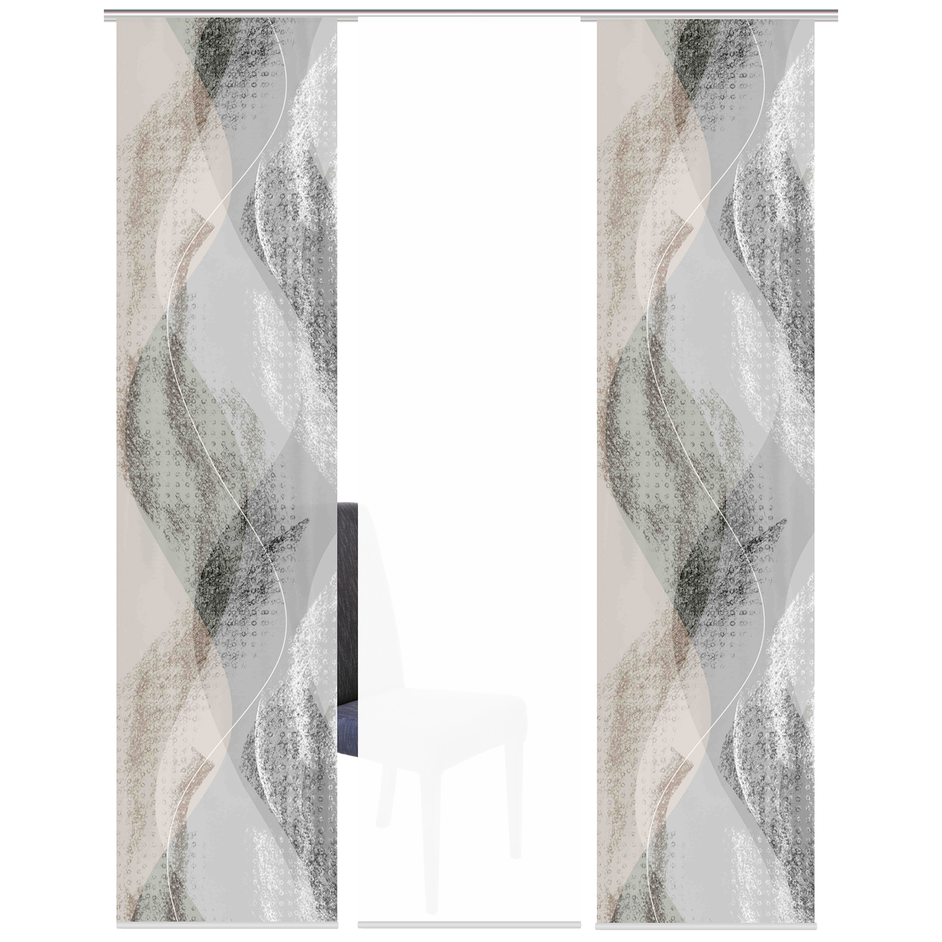 3-teiliges Schiebevorhang-Set TORRE - stein-weiß - je 60x245 cm