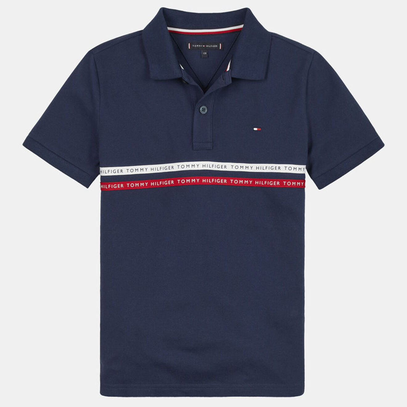 Tommy Hilfiger Polo en Coton à bandes et logo brodé bleu marine