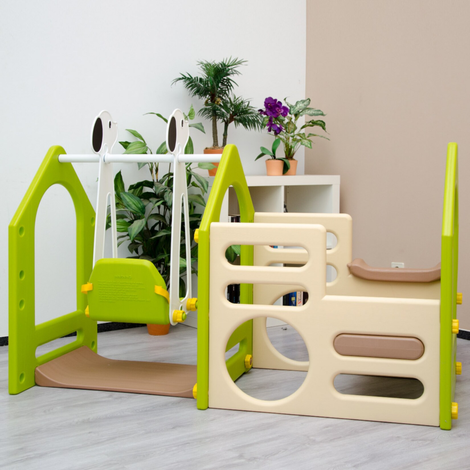 Kinder Spielplatz ab 1 Jahr 155x135 Garten Spielturm - Baby Rutsche mit Schaukel