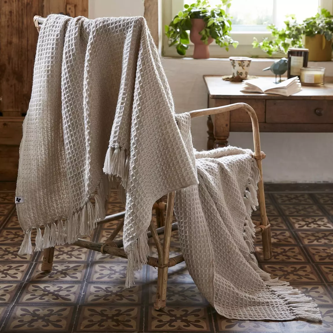 Plaid canapé matière recyclée (130 x 160 cm) Gabin Beige pampa
