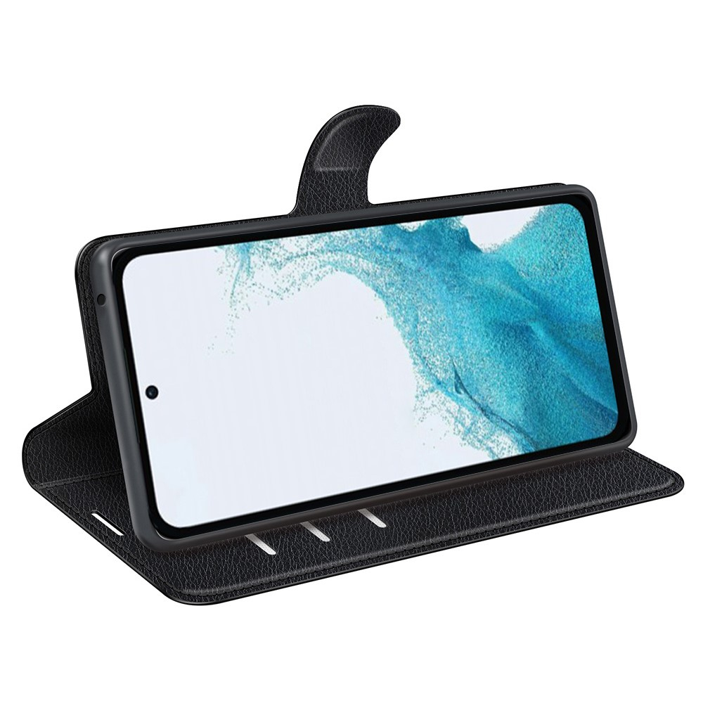 Samsung Galaxy A54 5G Leder Tasche Flip Cover Litchi Look - Schwarz