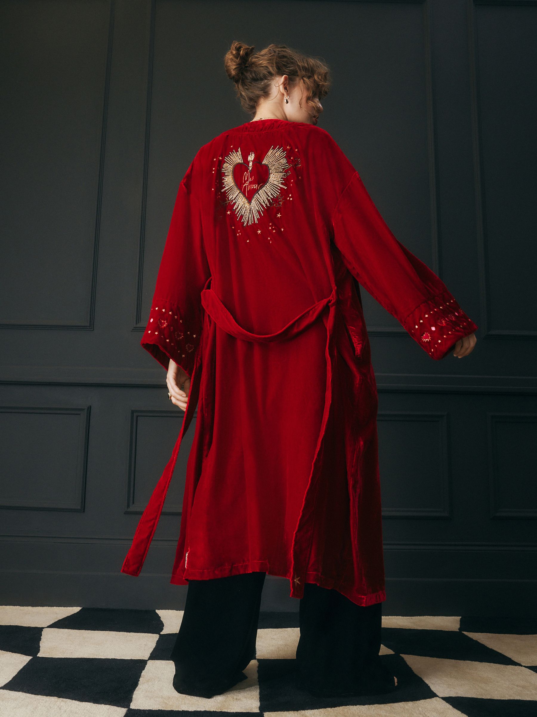 Rockett St George Velvet and Beaded Heart Robe
