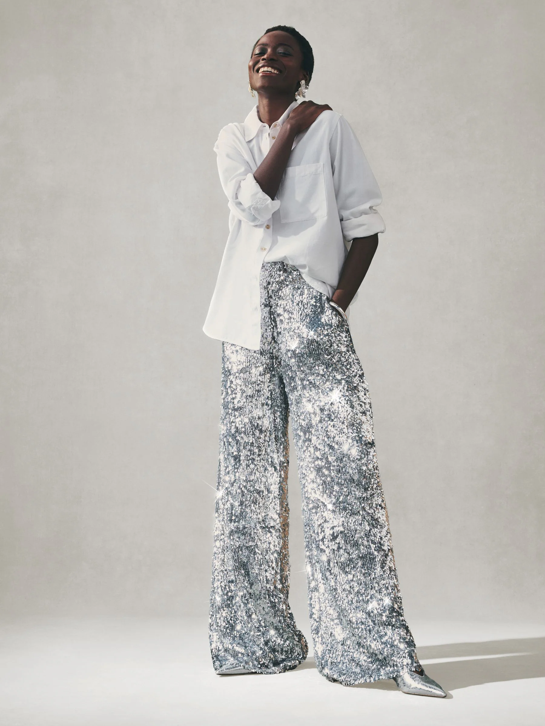 Nothing Ordinary Sequin High Waist Wide Leg Trousers