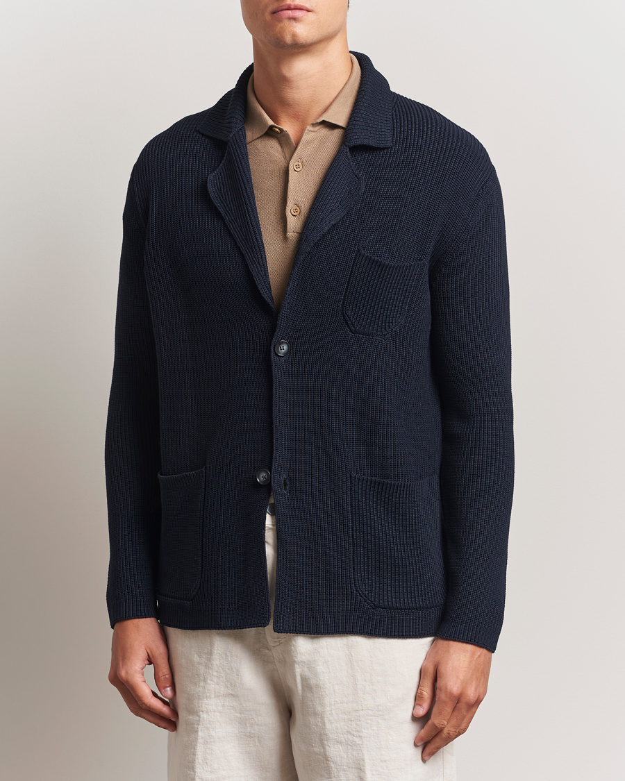 Oscar Jacobson Camron Cotton Cardigan Navy
