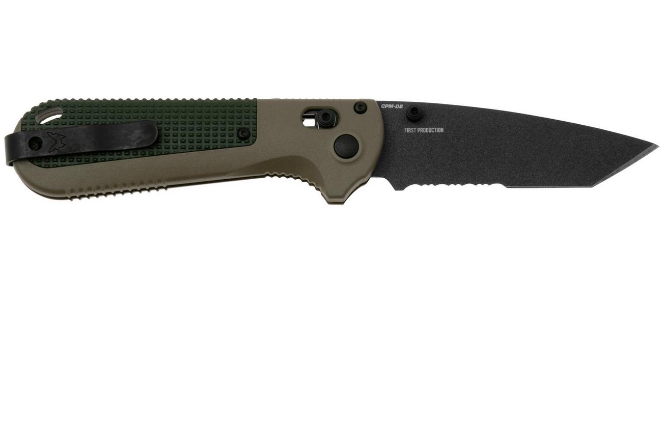 Benchmade Redoubt 431SBK-1, Serrated Black Tanto CPM-D2 , Green Grivory, zakmes