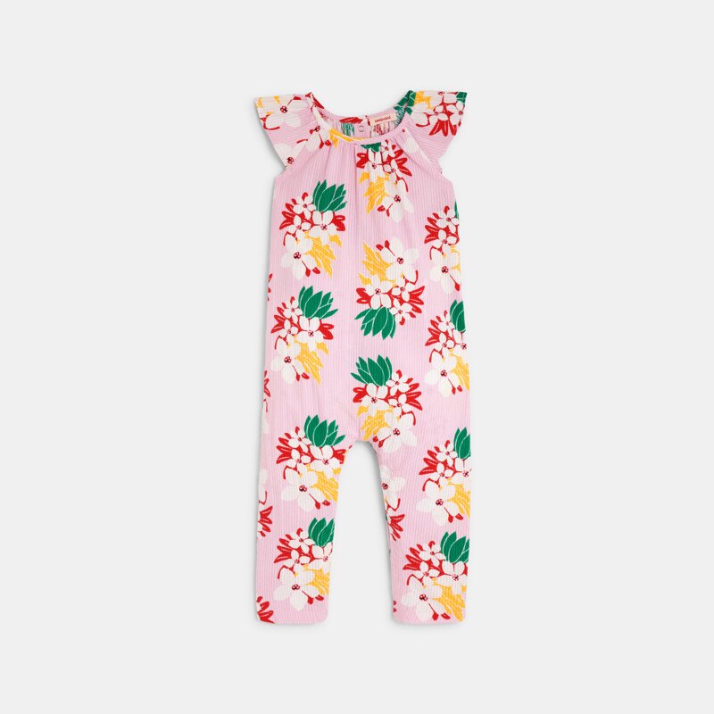 Combinaison bébé fille rose fleurs exotiques Catimini Rose