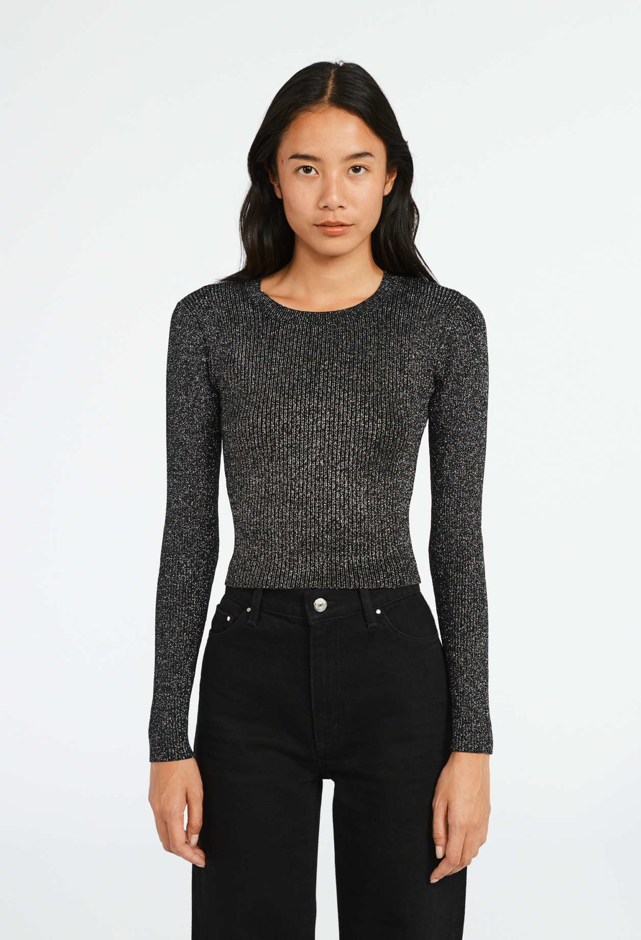 Pull argent maille scintillante