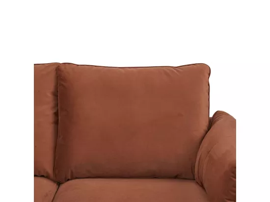 Canapé 2 places dimensions 145 x 90 x 86 cm en tissu velours couleur terracotta et pieds en métal - YORK