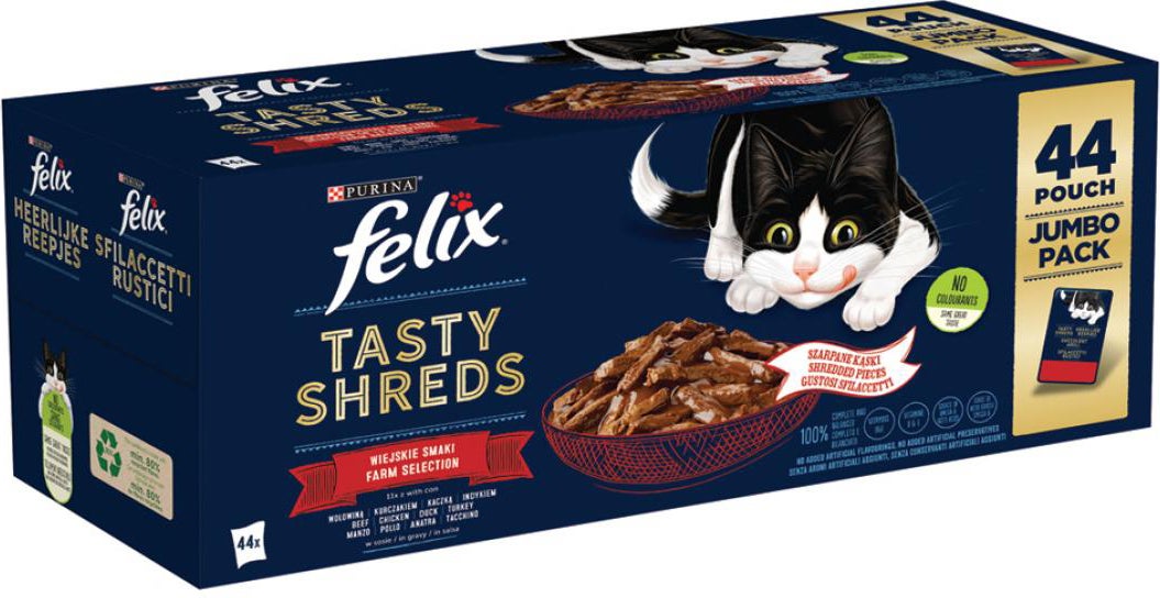 Felix kattenvoer in saus Heerlijke Reepjes Farm Selectie adult 85 g 44 stuks