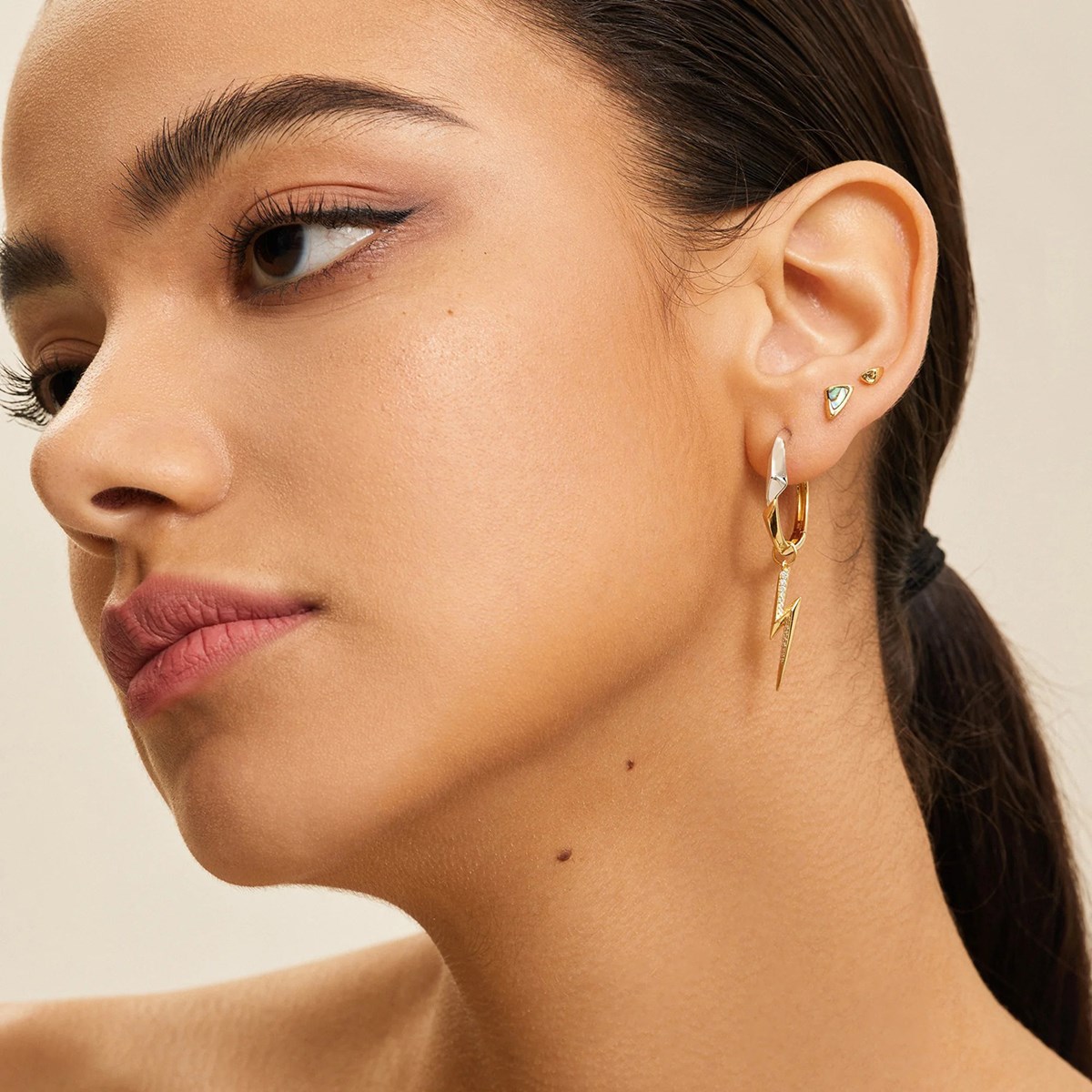 Boucles d'oreilles puces Ania Haie Though Love dorénacre abalone
