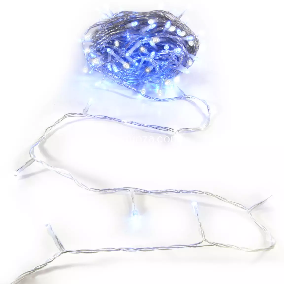 Guirlande lumineuse 30 m 300 LED câble transparent Timer Bicolore Blanc et bleu