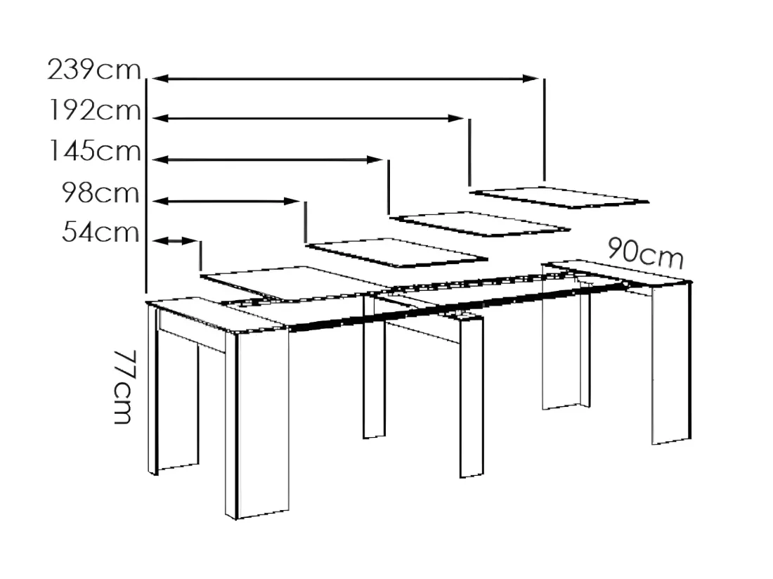 Console table extensible 10 couverts - 4 rallonges - Blanc - ONEGA