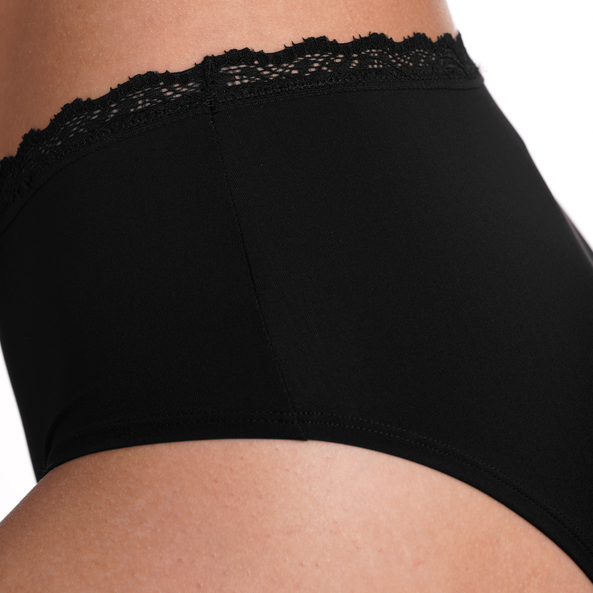 Gina Benotti 3 Damen Pantys mit Spitzenbund schwarz