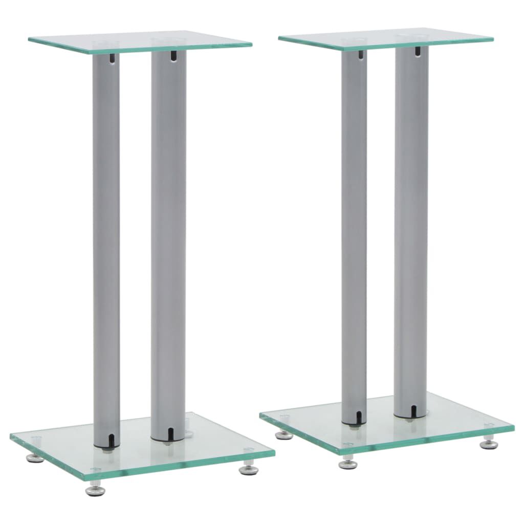 vidaXL Luidsprekerstandaards met dubbele pilaren, 2 stuks, zilver