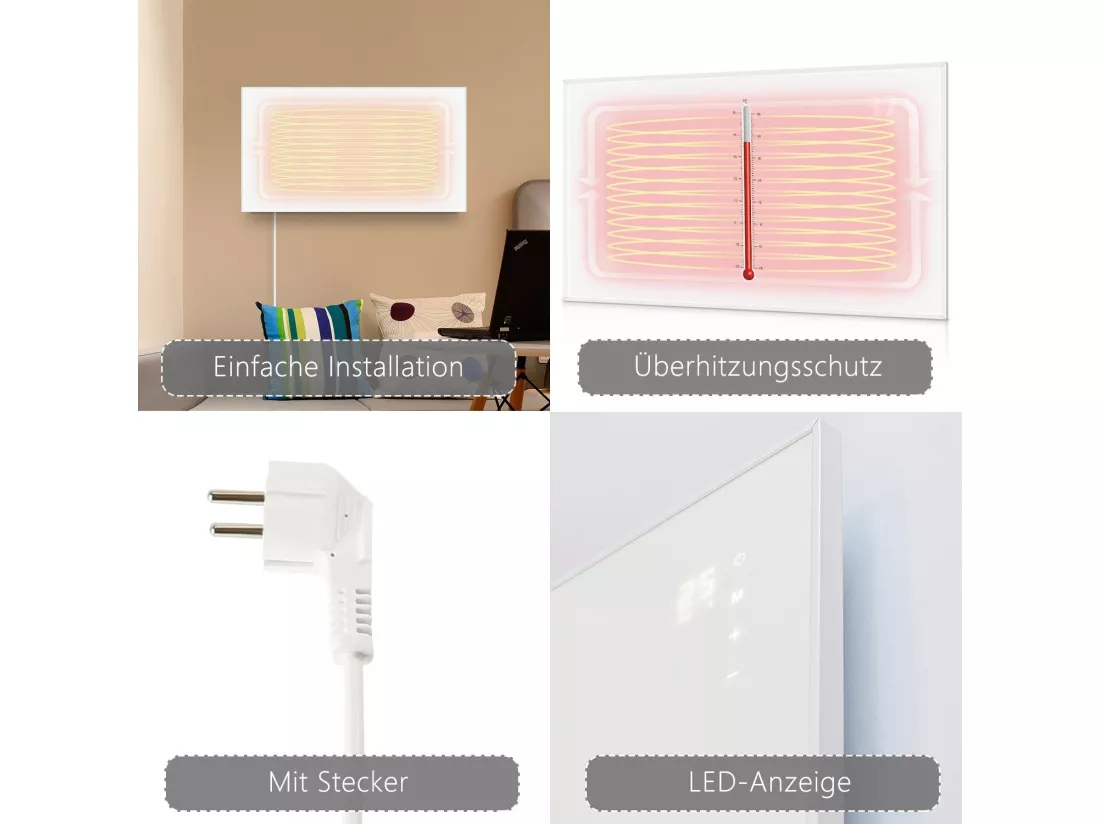 NETTLIFE Chauffage infrarouge radiateur 450W avec télécommande