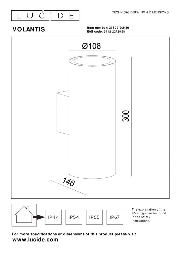 Volantis 2 wandlamp buiten IP54 zwart