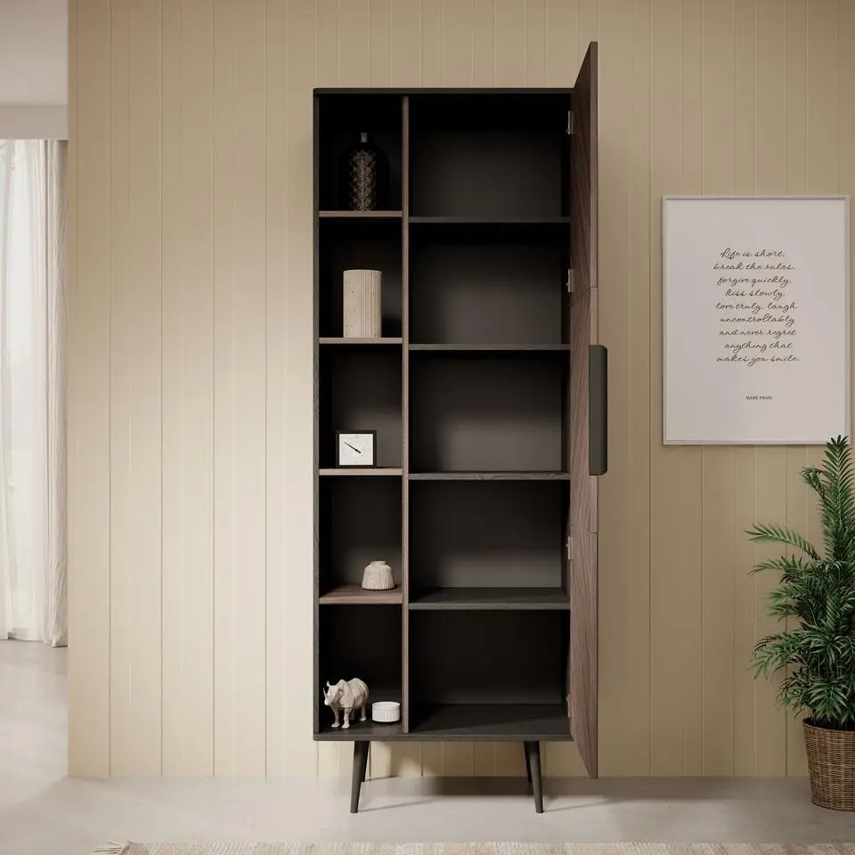 Meubella - Boekenkast Pedro - Donker eiken - Zwart eiken - 70 cm