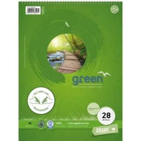 Staufen Green Spiralblock LiRe Lin28 A4 80 Blatt 70g/qm 5mm kariert mit Rand 4-Loch