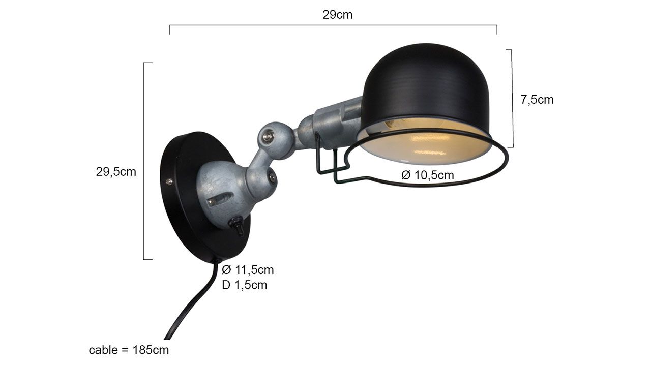 Wandlamp 7657ZW Davin Mexlite B10 x D29 cm