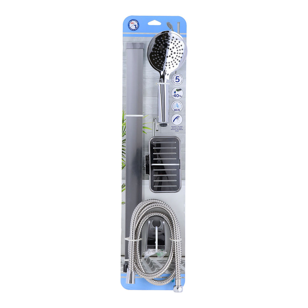 Kit douchette support et flexible chrome 17x72.5x6cm