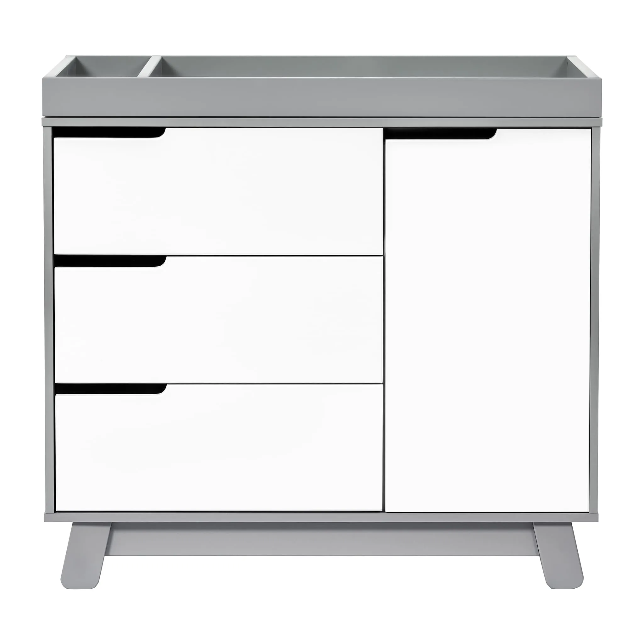 Babyletto Meuble à Langer à 3 Tiroirs Hudson avec Plateau Amovible - Gris  Blanc