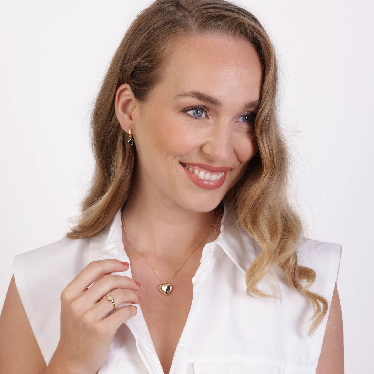 Zilveren goldplated ketting&hanger hart medaillon