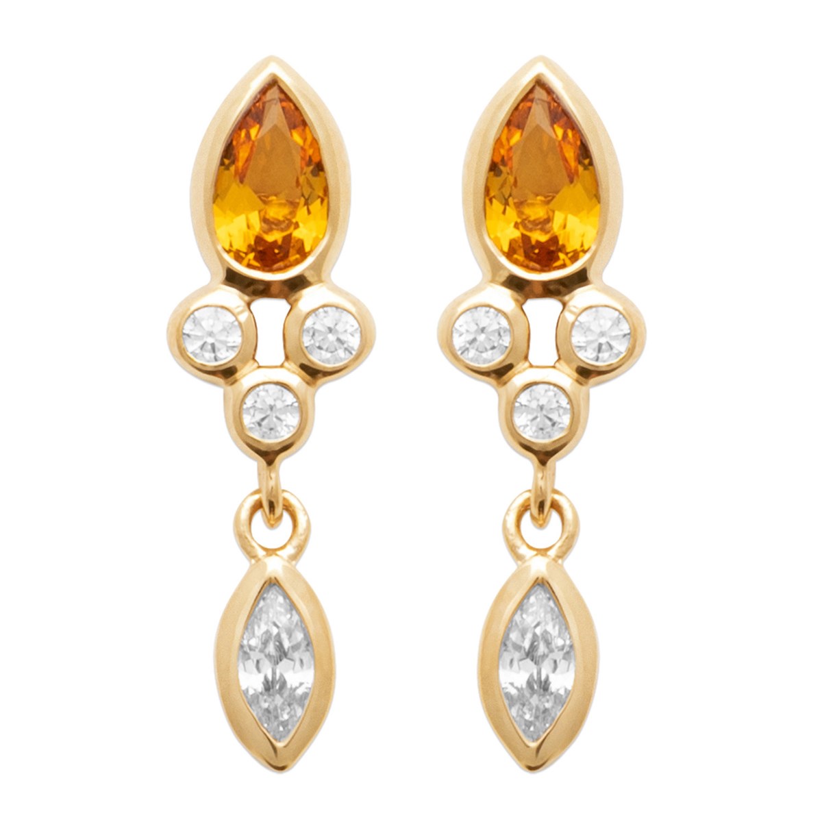 Boucles d'oreilles pendantes Brillaxis oxydejaune et blanc