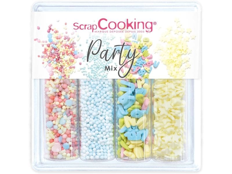 ScrapCooking Zuckerstreusel Mix Party Bunt 65 g, 4 Stück Gesüsste Dekore