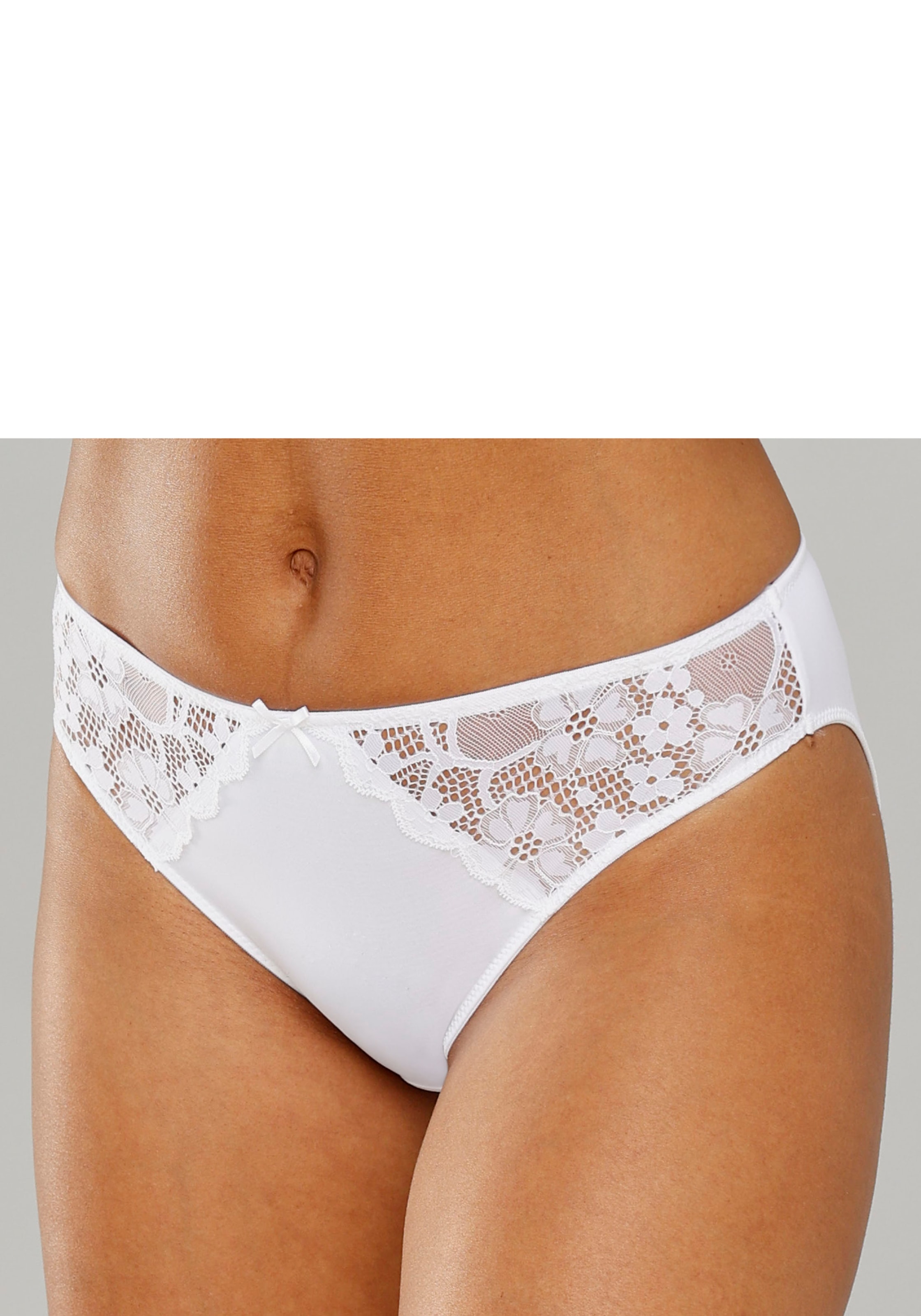 petite fleur Slip, 3 Stk. mit leicht transparenter Jacquardspitze an den Seiten