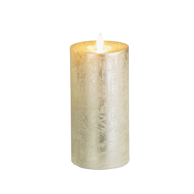 LED Kerze gold metallic - aus Wachs - 7,5x15 cm