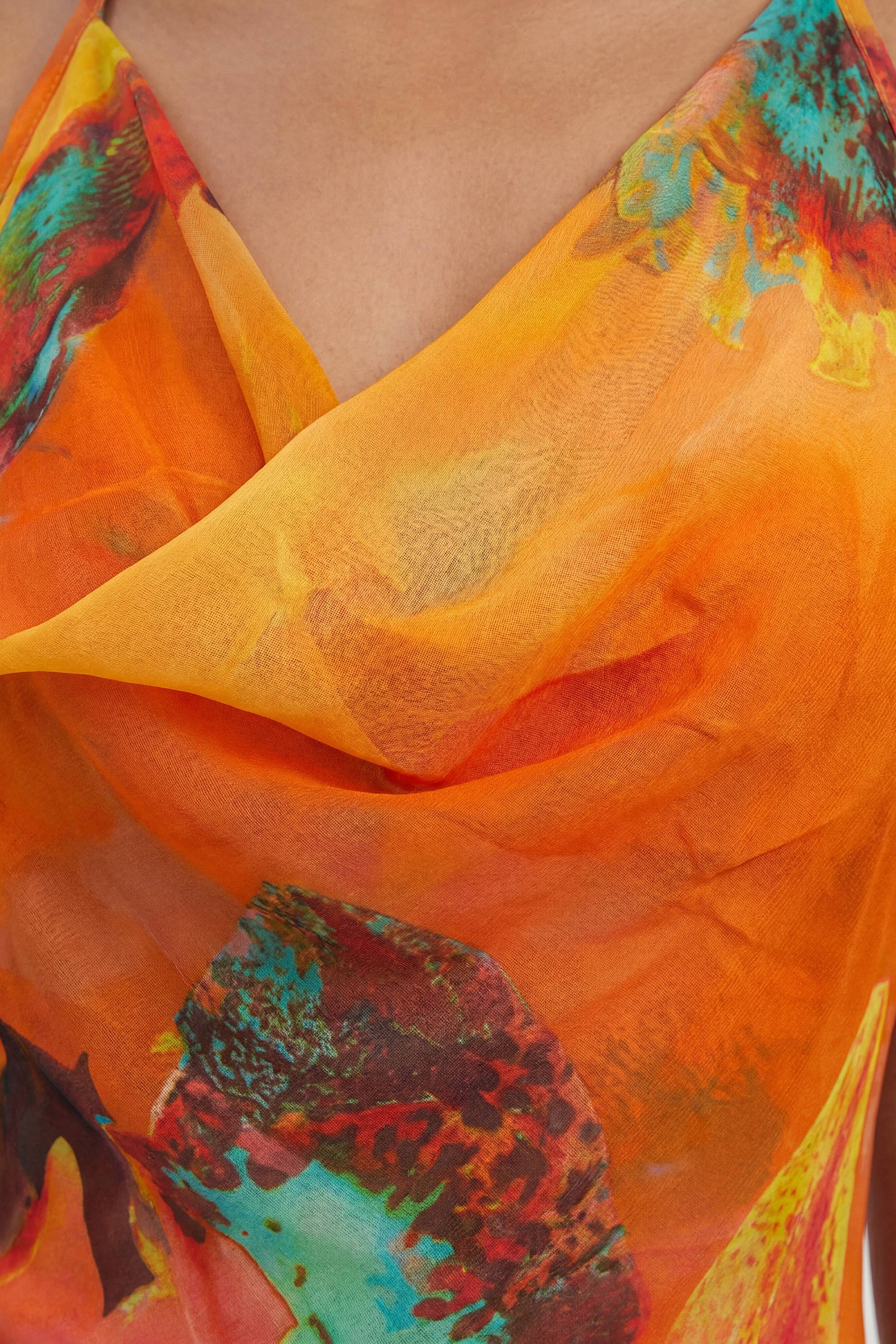 KarenMillen Robe Longue De Plage En Georgette De Viscose À Imprimé Floral Photographique