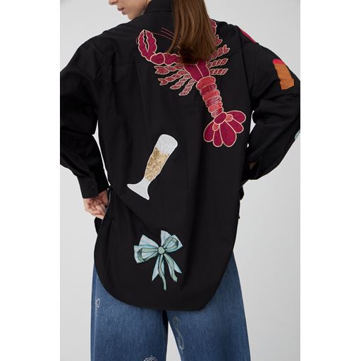 Stella Nova Bead Embellished Skjorte, Black, 32