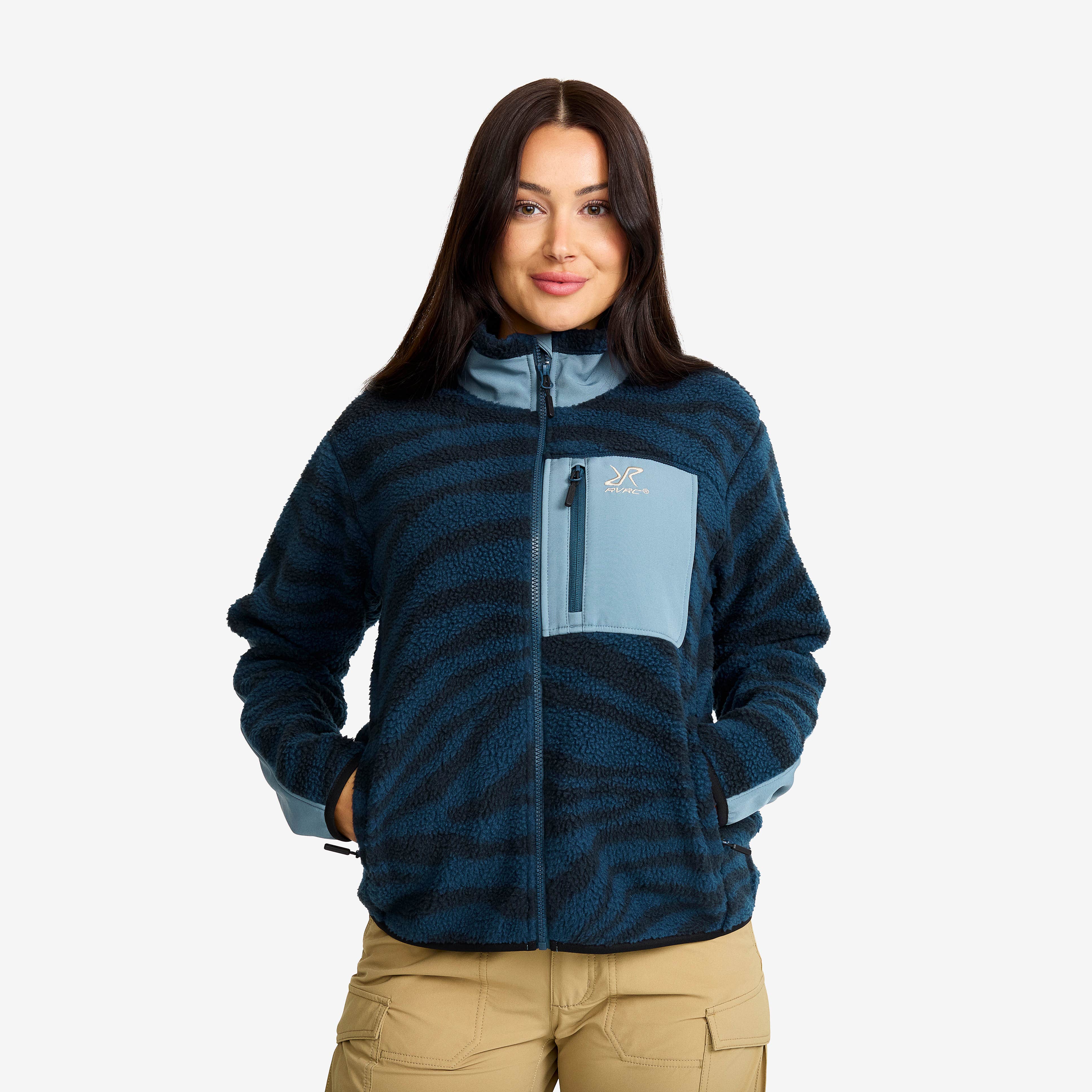 High Pile Fleece Dame Moonlit Ocean/Blueberry Curved Nature