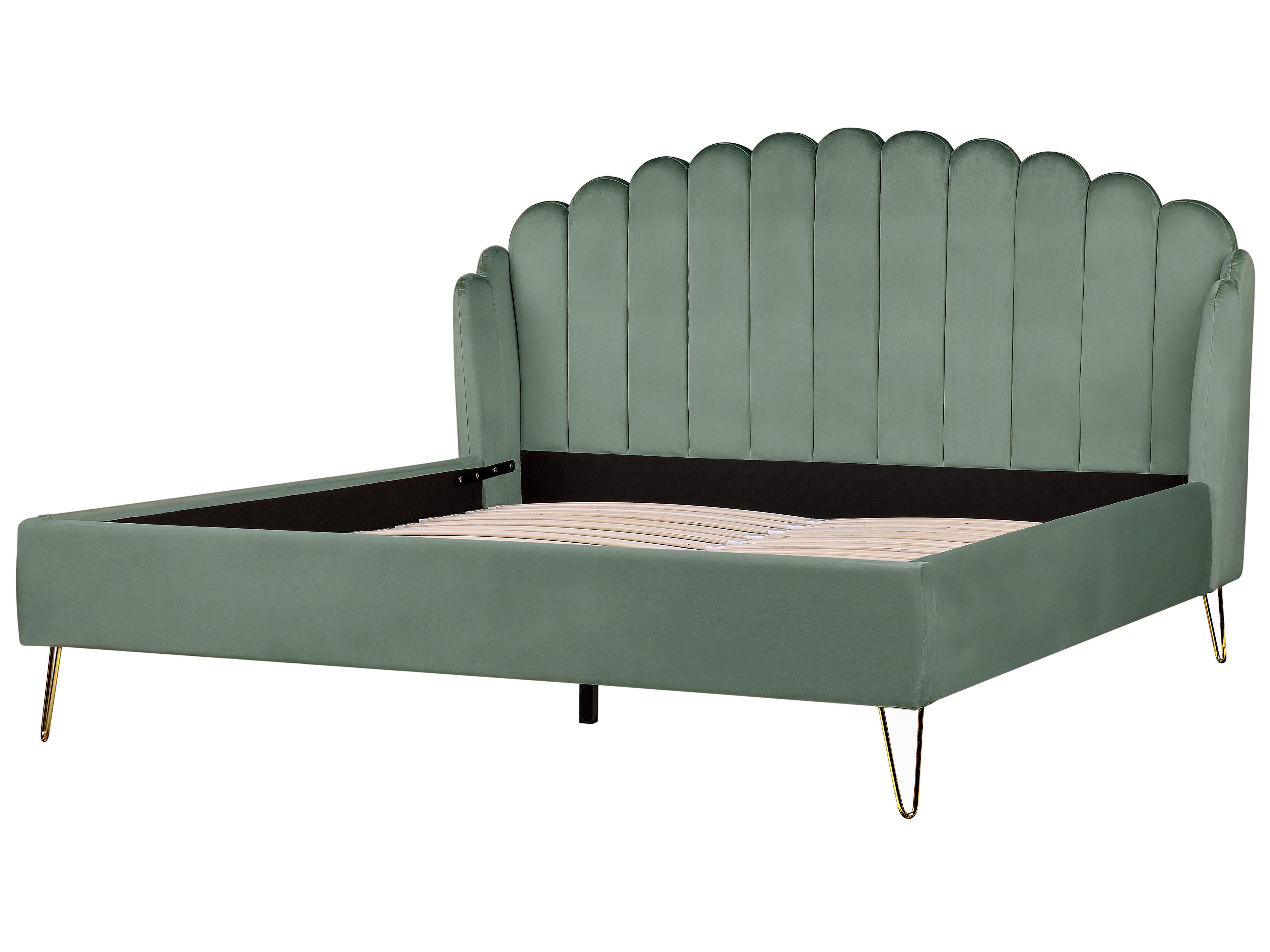 Bed Fluweel AMBILLOU 180 x 200 cm Groen