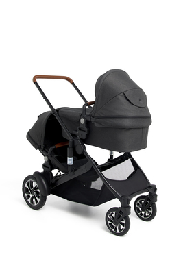 Beemoo Maxi 4 Twin Søskenvogn Inkl. Beemoo Route i-Size Babybilstol & Base, Black/Mineral Grey