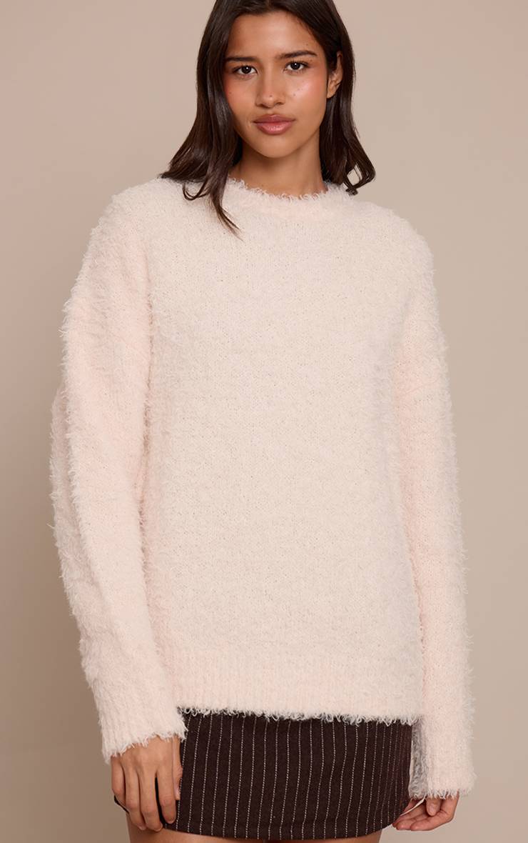 Crème Synthétiquell Oversize En Maille Peluche Pour Grande Taille