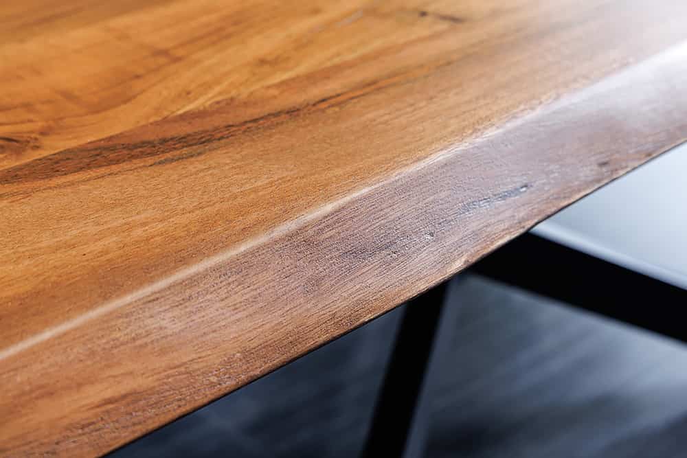 Massivholz Couchtisch MAMMUT 110cm Akazie schwarz 3,5cm Tischplatte Baumkante