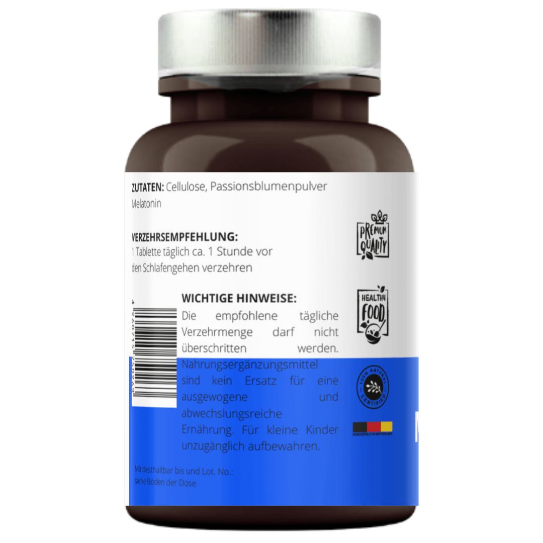 Melatonin Tabletten mit Passionsblume - Einschlafen, durchschlafen DUO Kapseln hochdosiert