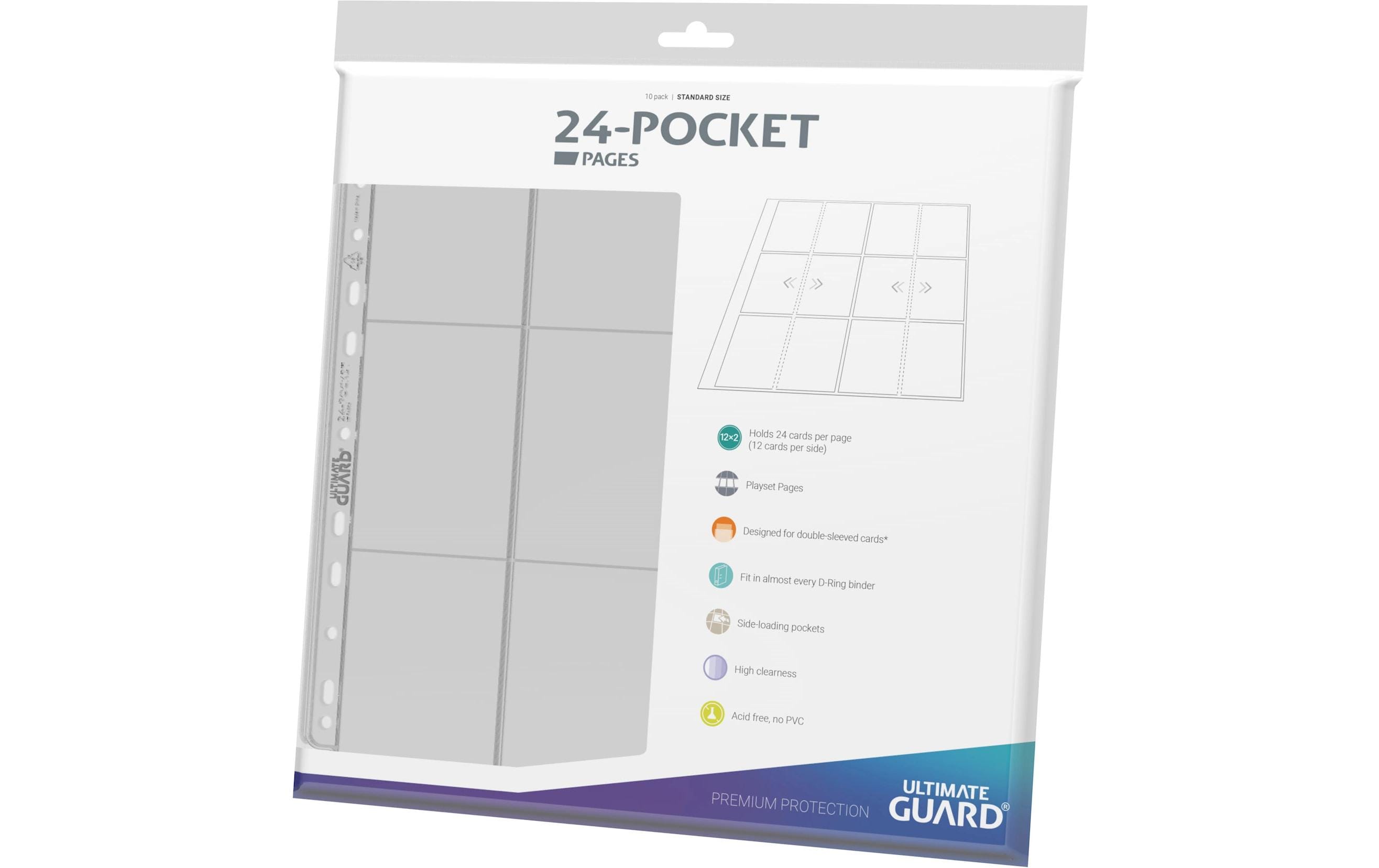 Ordner-Einlagen 24-Pocket QuadRow Pages Transparent 10 Stk.Hochwertige Ordnerseiten mit Side-Loading 24 Taschen