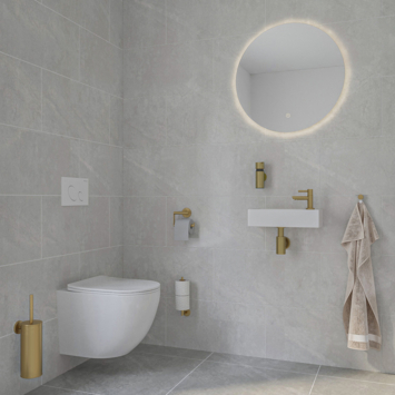 Marho Toiletrolhouder Luxor met klep geborsteld messing