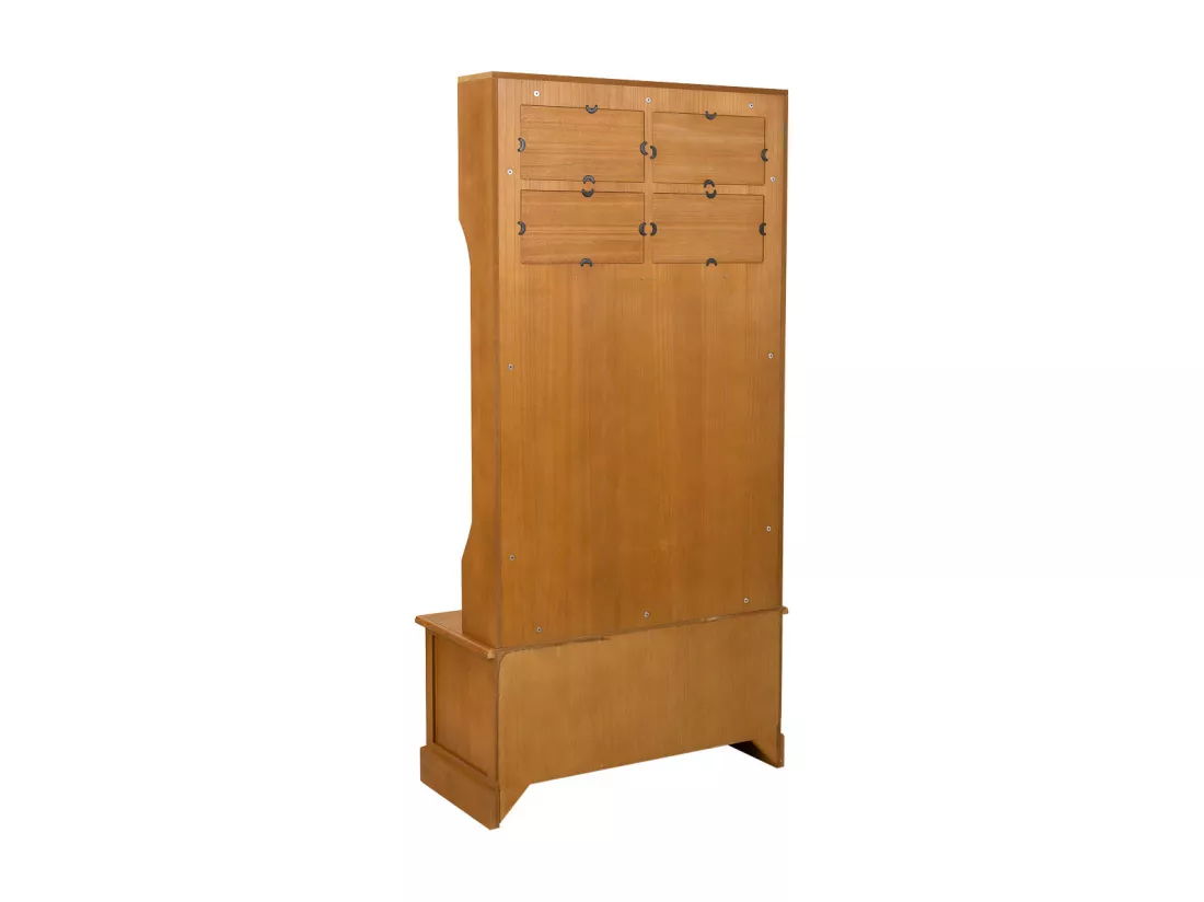Portemanteau en bois pour entrée avec banc marron 92x39,5x184