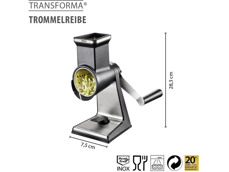 GEFU Trommelreibe Transforma Edelstahl Multifunktionale Trommelreibe