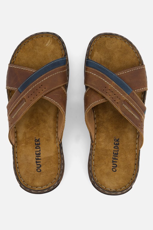 Outfielder Slippers cognac Leer