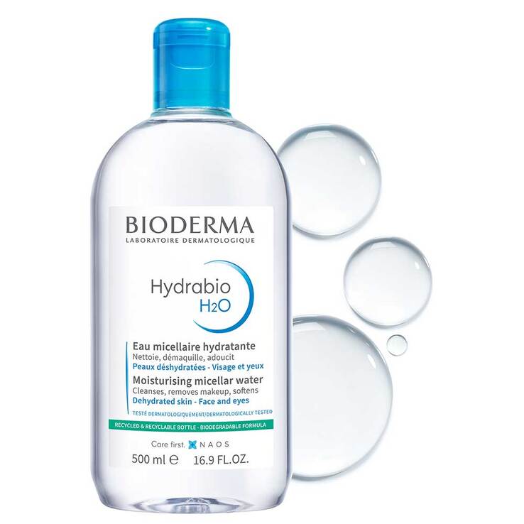 Bioderma Hydrabio H2O Mizellen-Reinigungslösung für feuchtigkeitsarme Haut, 500 ml