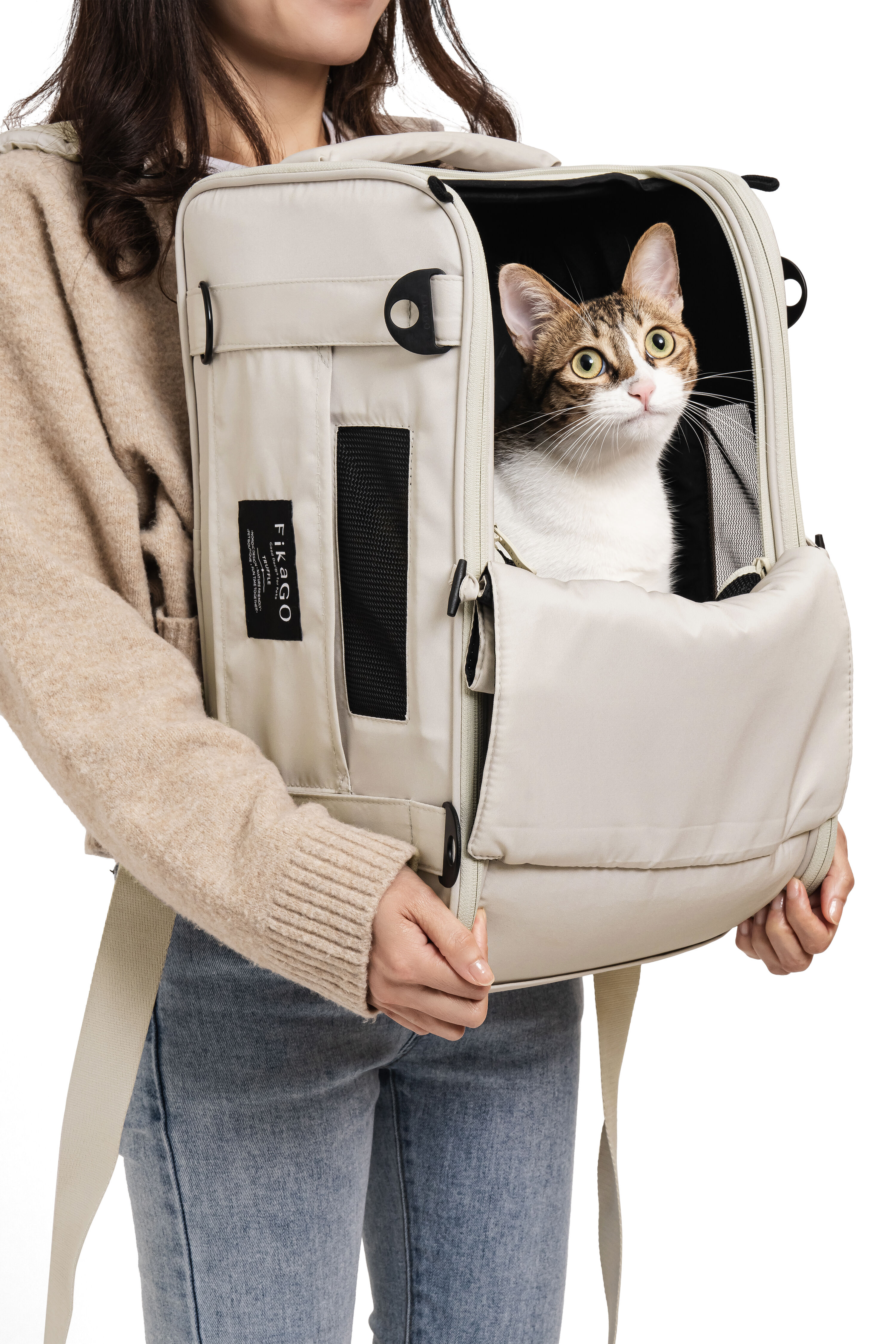 Fikago Truffle - Travel Carrier tot 5 kg- Honden draagtas - Creamy Cloud - 23x43x27 cm